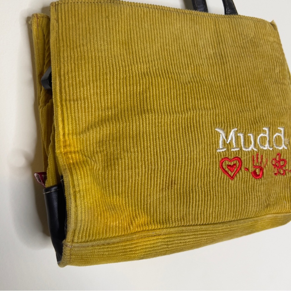 Vtg Y2K MUDD Corduroy Mini Bag Purse Yellow Classic Phone Case Pouch - Picture 3 of 16
